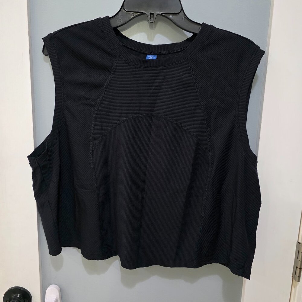 Old Navy Active Crop Tank Top Black 3X Plus Size Workout Athleisure Lightweight - Picture 1 of 8